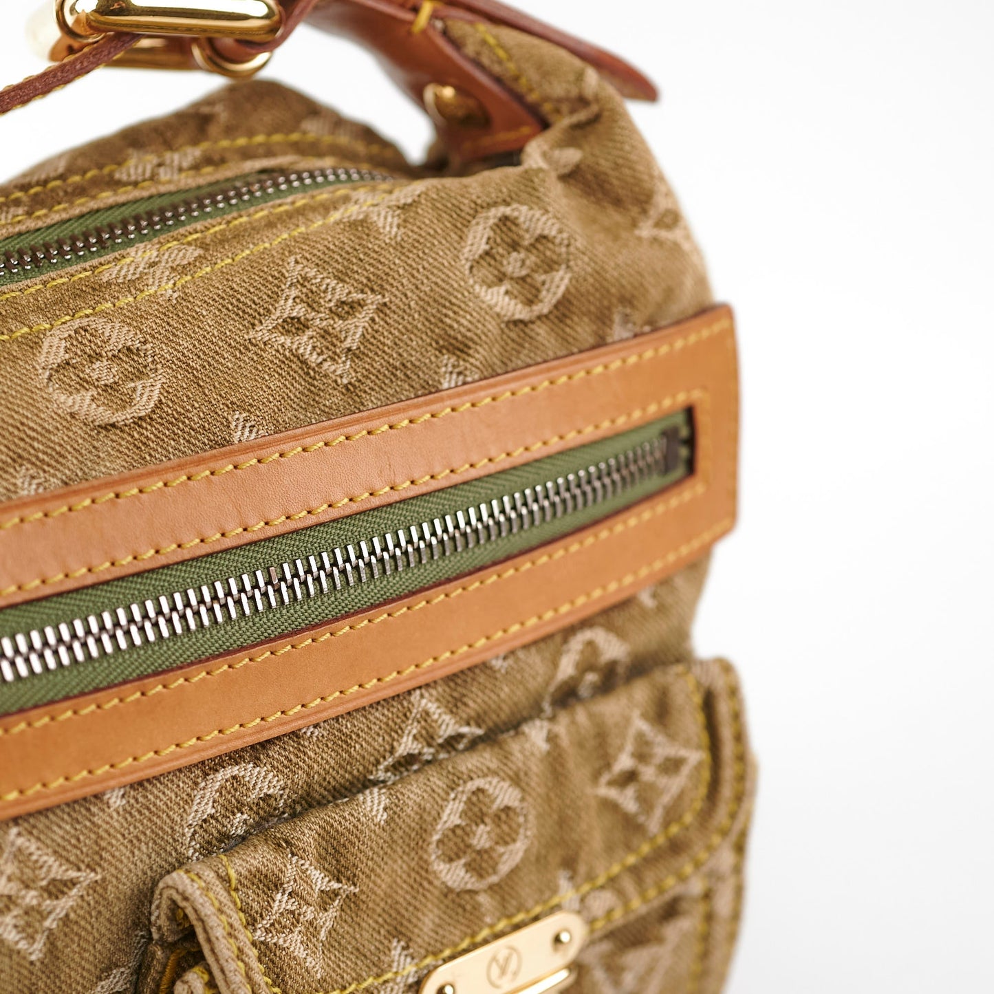 Louis Vuitton Khaki Denim Shoulder Bag