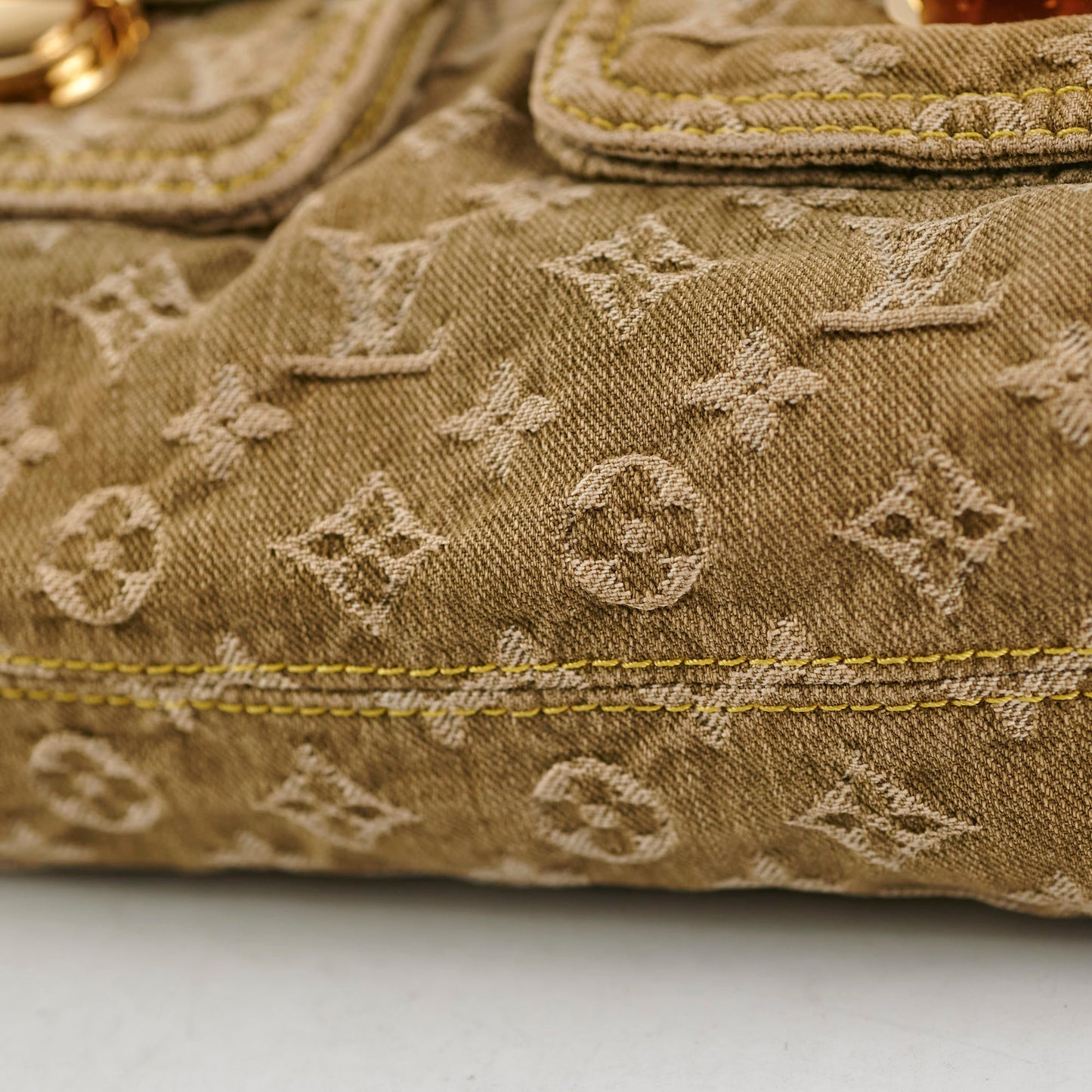 Louis Vuitton Khaki Denim Shoulder Bag