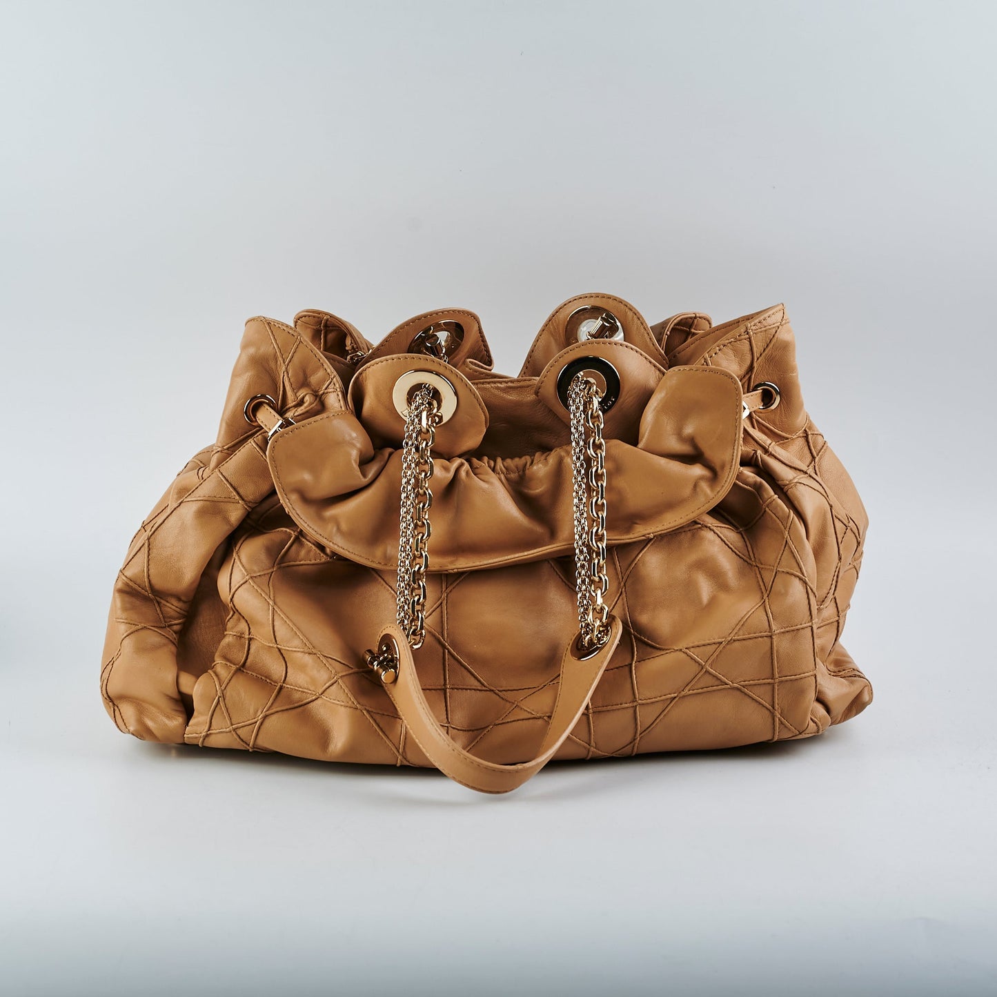 Dior Cannage Le Trente Leather Shoulder Bag Beige