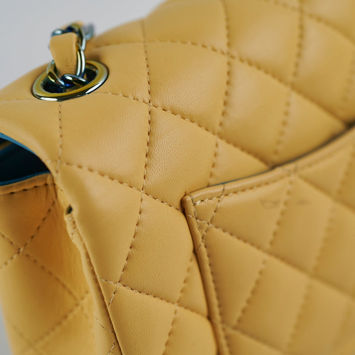 Chanel 21P Mini Rectangular Lambskin Flap Yellow/Blue