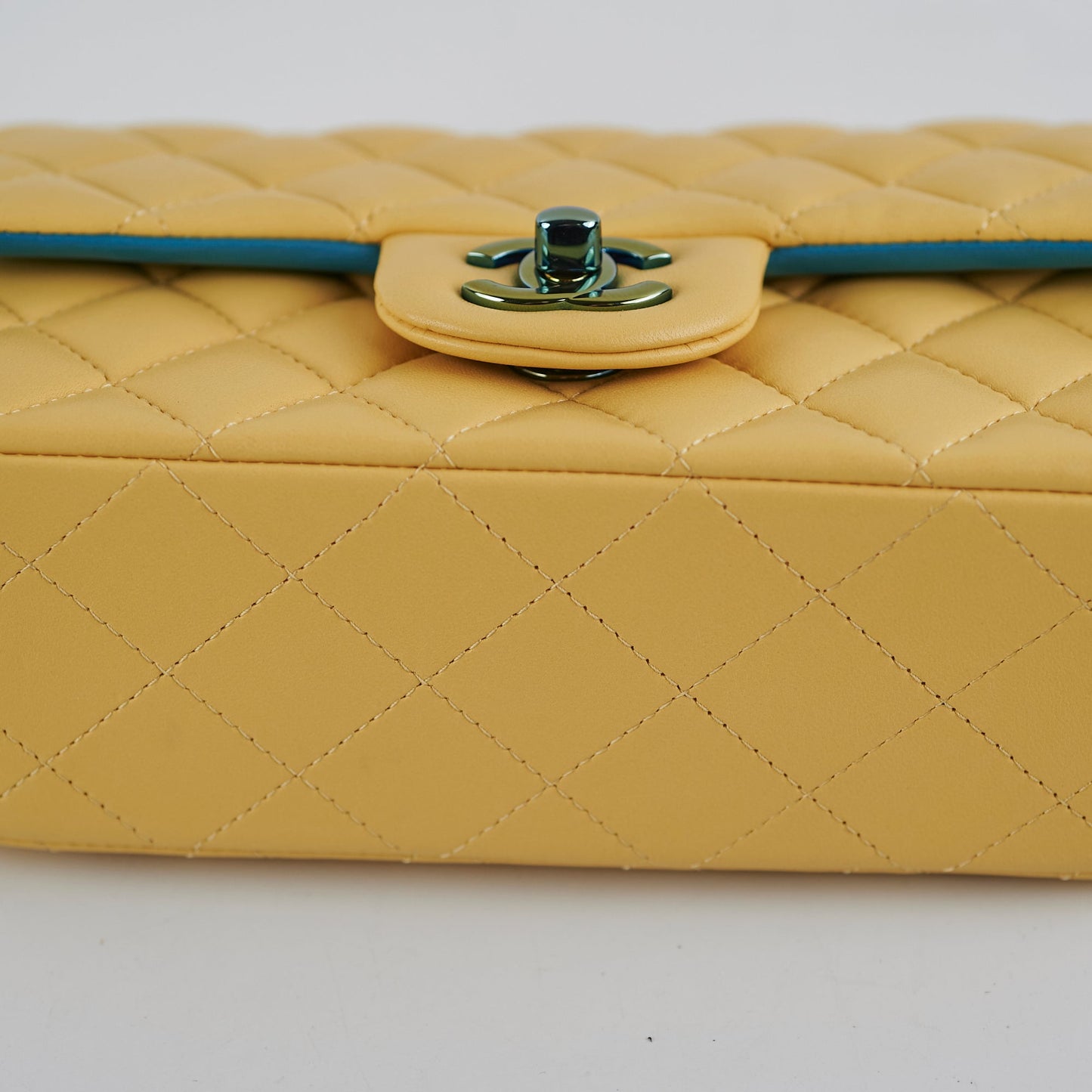 Chanel 21P Mini Rectangular Lambskin Flap Yellow/Blue