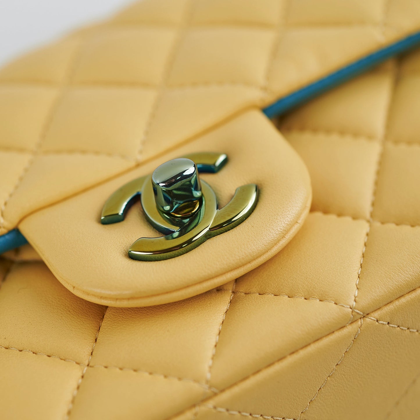 Chanel 21P Mini Rectangular Lambskin Flap Yellow/Blue