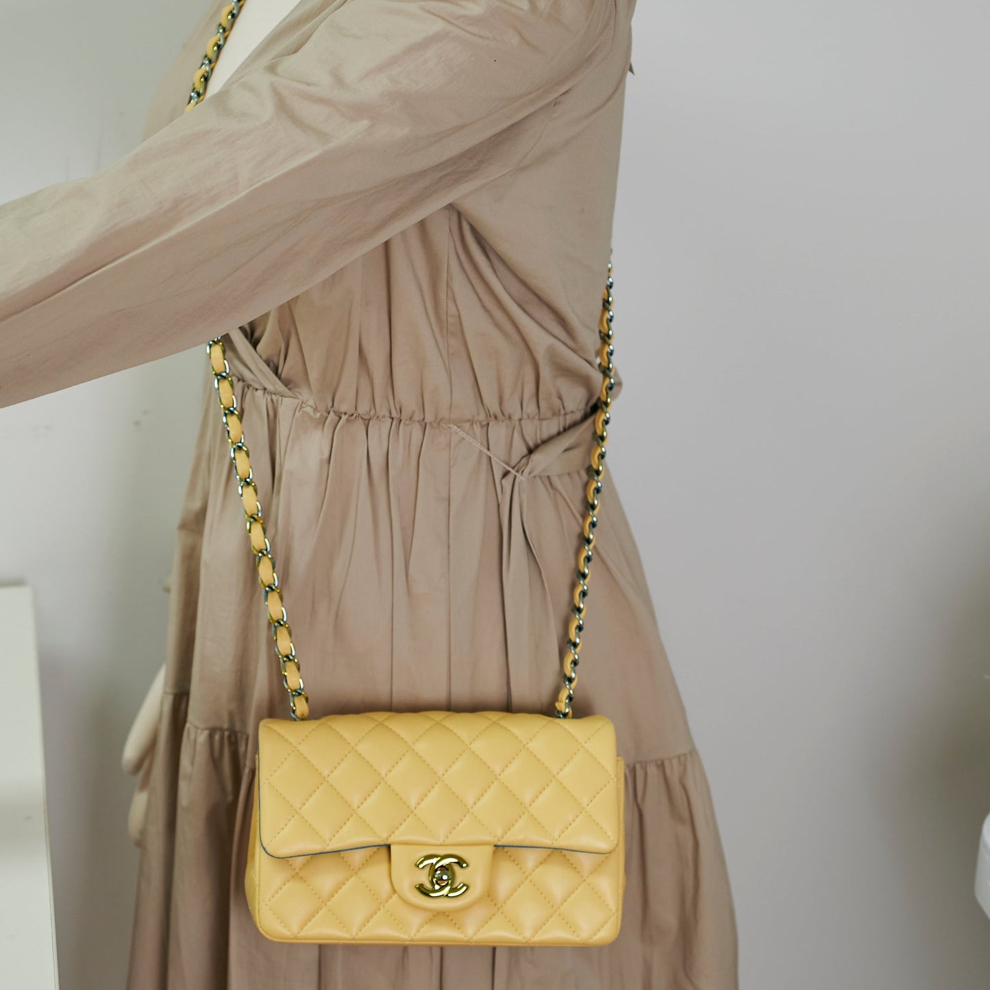 Chanel 21P Mini Rectangular Lambskin Flap Yellow/Blue