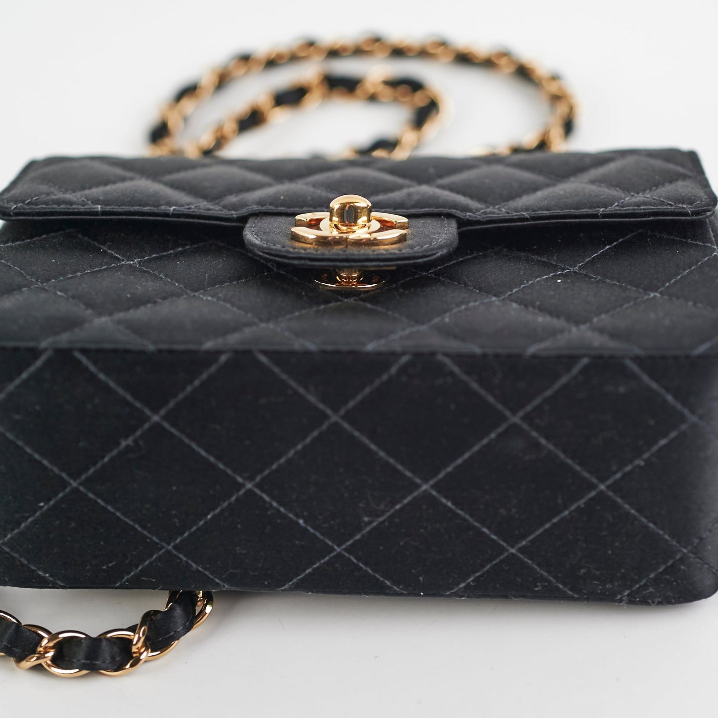 Chanel Mini Square Flap Satin Black- Series 7