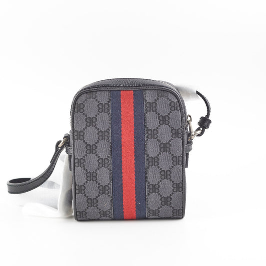 Gucci x Balenciaga Black Monogram Crossbody Bag