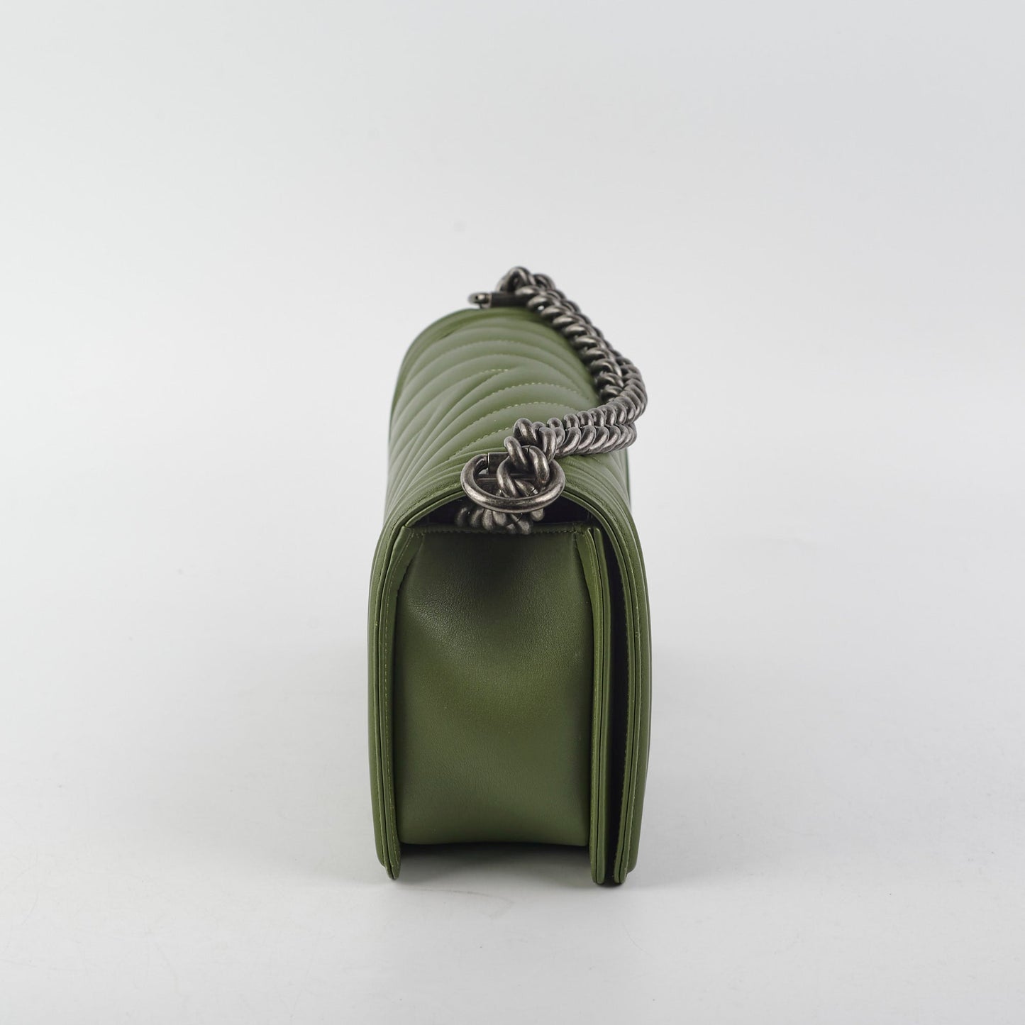 Chanel Old Medium Boy Lambskin Oilve Green