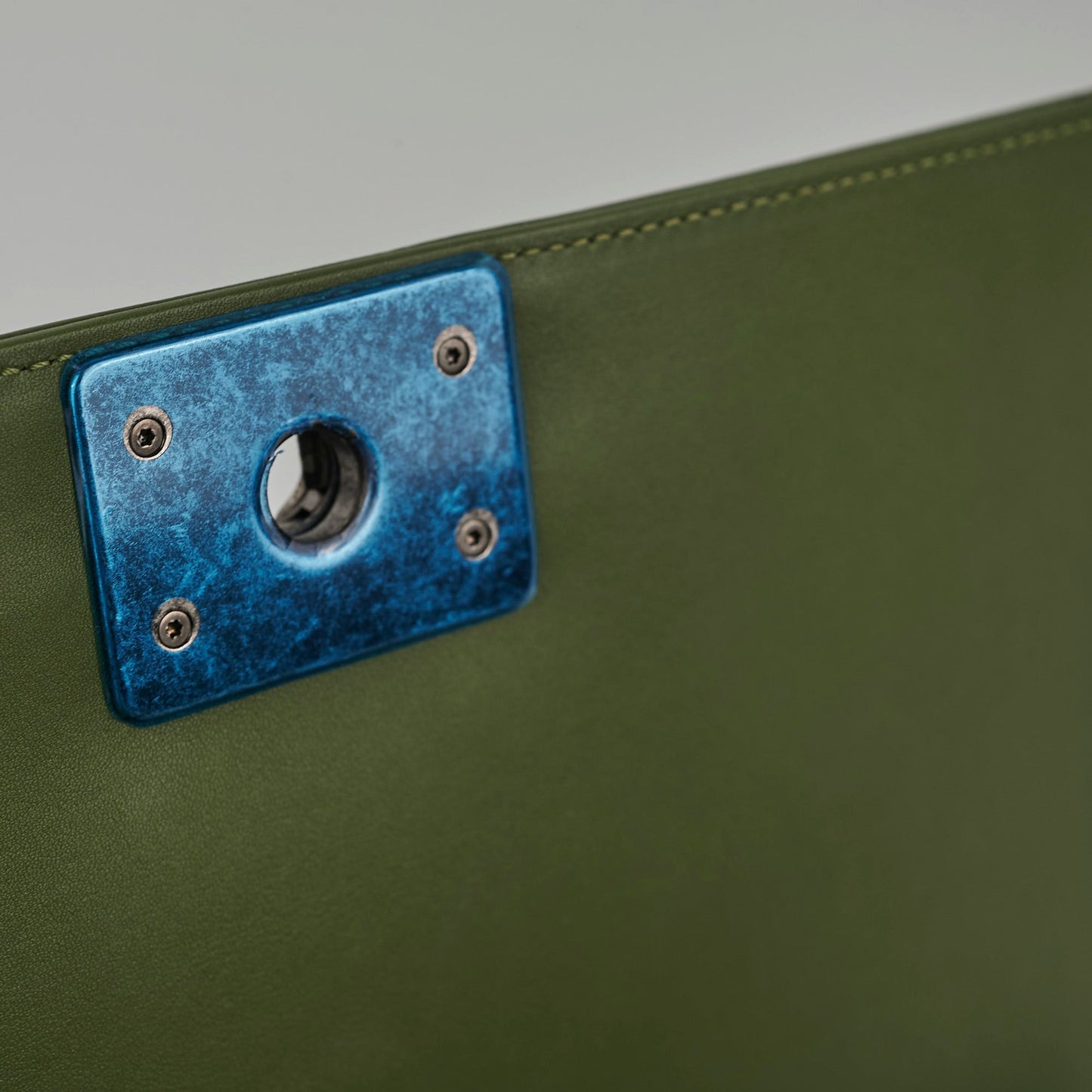 Chanel Old Medium Boy Lambskin Oilve Green