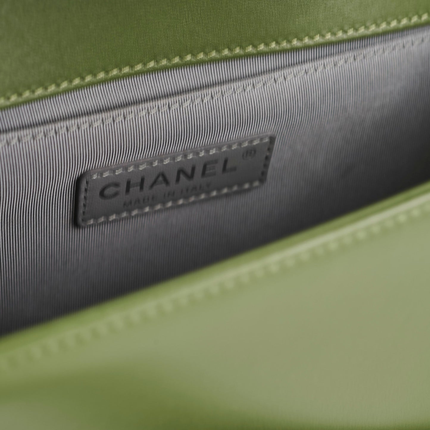 Chanel Old Medium Boy Lambskin Oilve Green