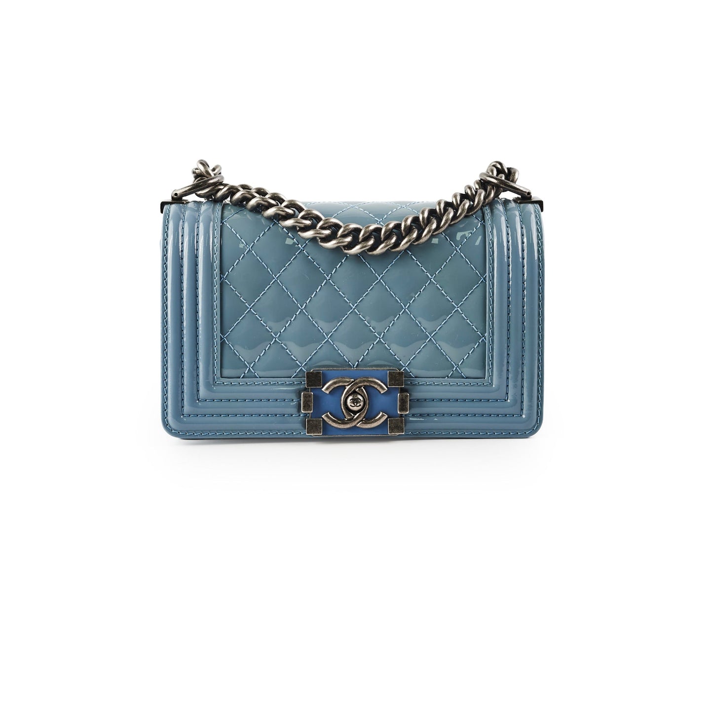 Chanel Small Boy Patent Blue