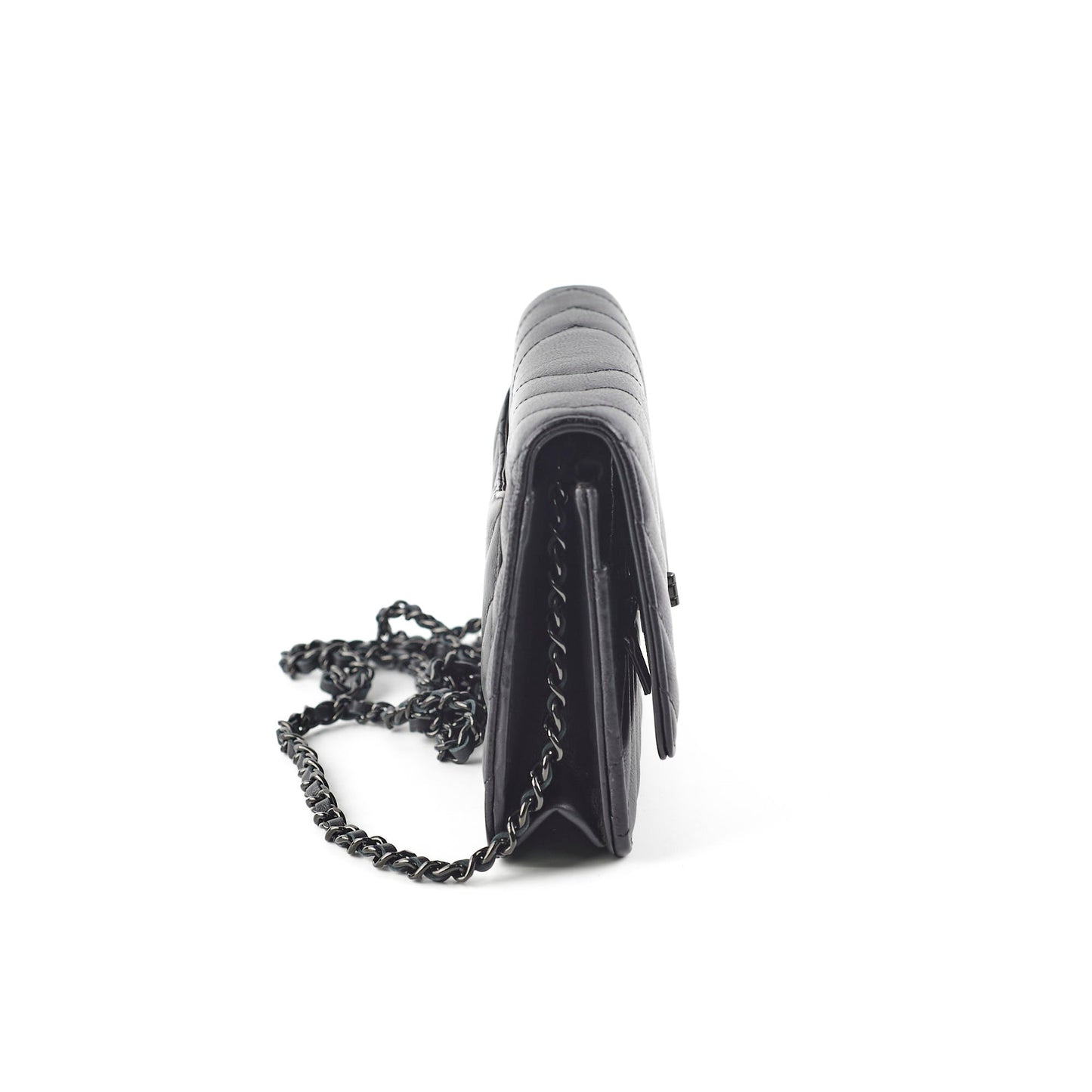 Chanel Chevron Reissue WOC Lambskin Wallet On Chain Black
