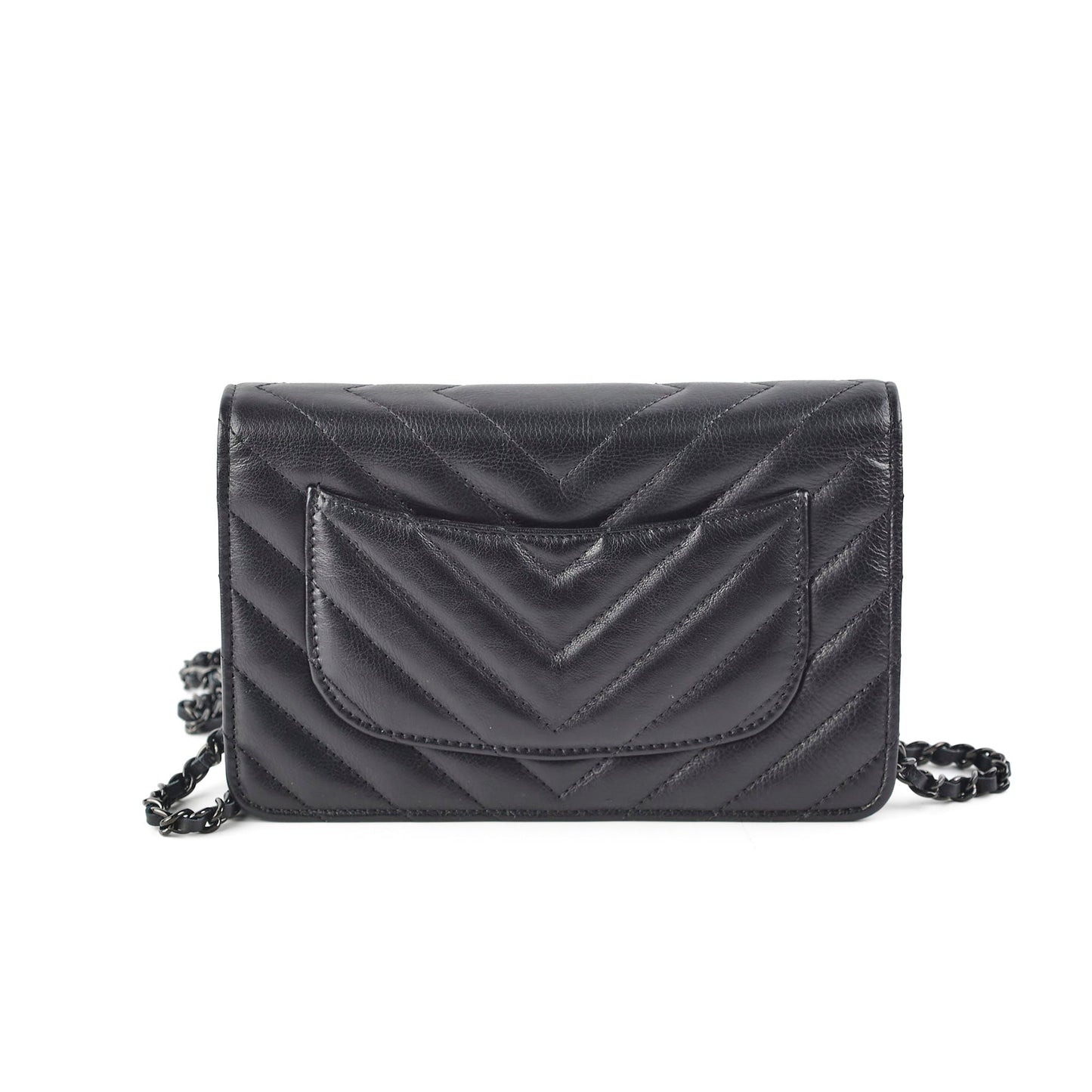 Chanel Chevron Reissue WOC Lambskin Wallet On Chain Black