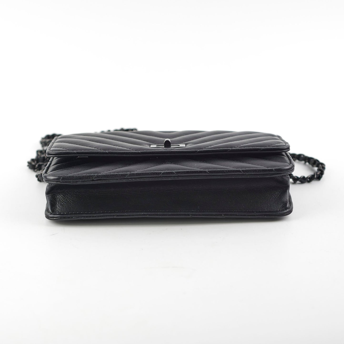 Chanel Chevron Reissue WOC Lambskin Wallet On Chain Black