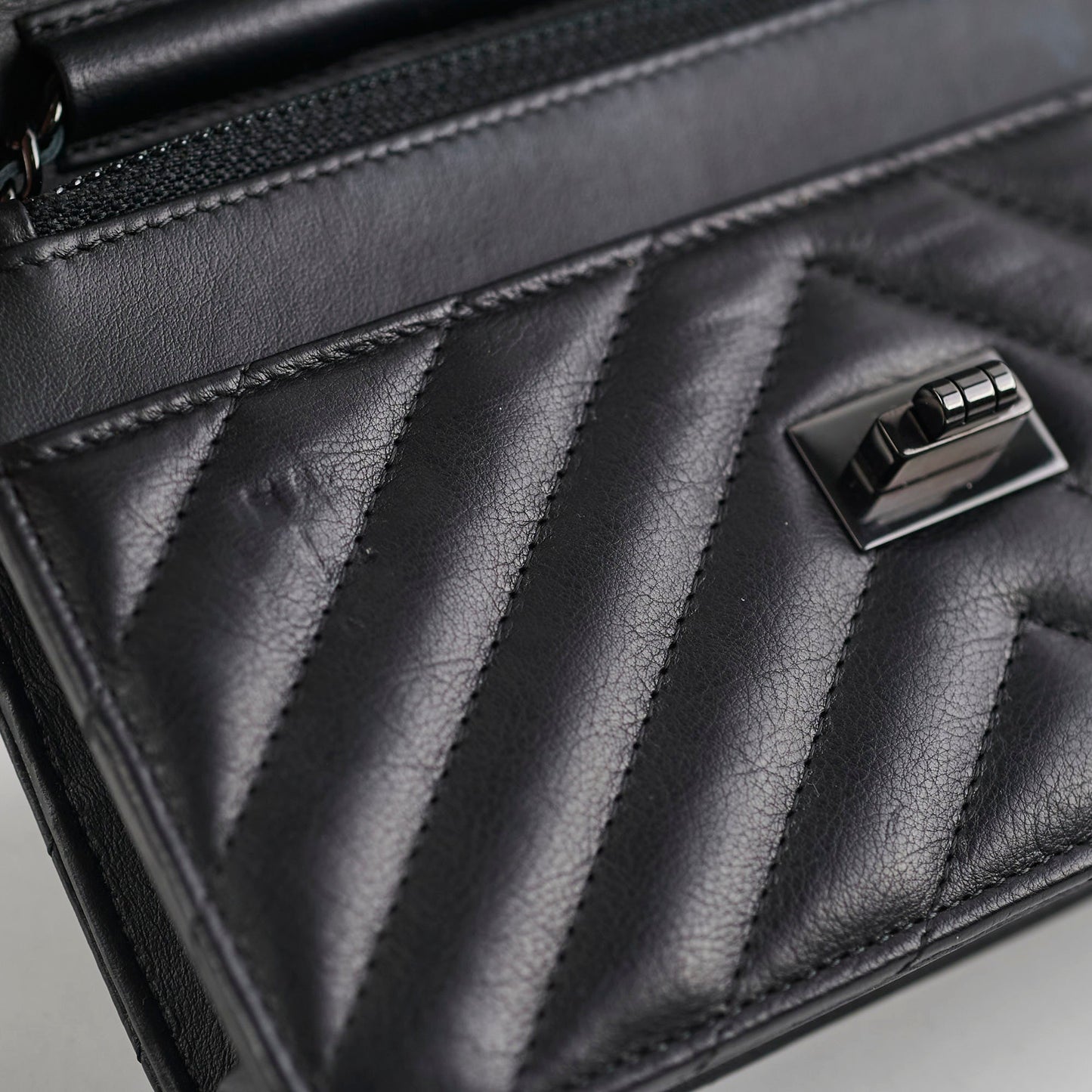 Chanel Chevron Reissue WOC Lambskin Wallet On Chain Black