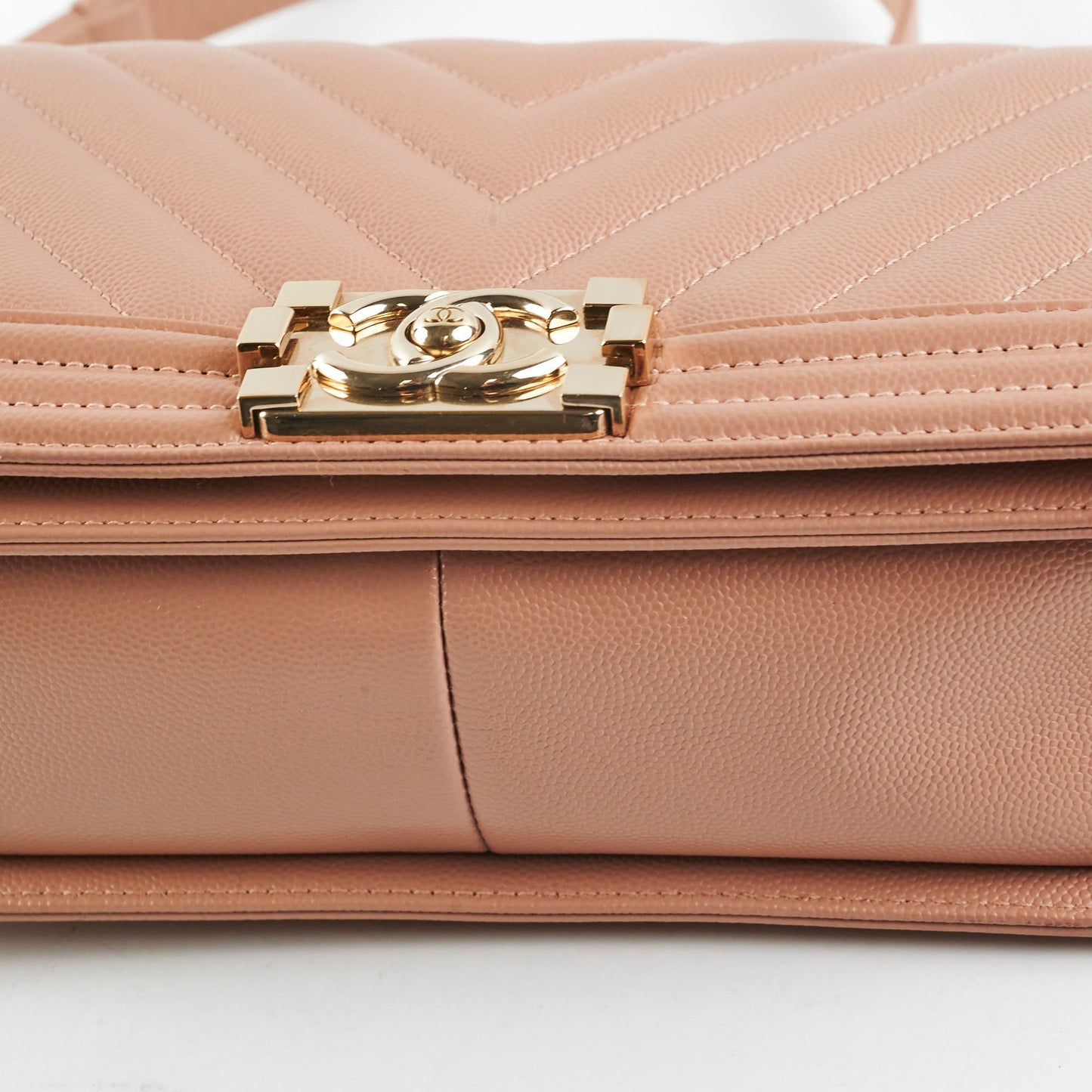 Chanel Old Medium Boy Chevron Caviar Beige- Series 25