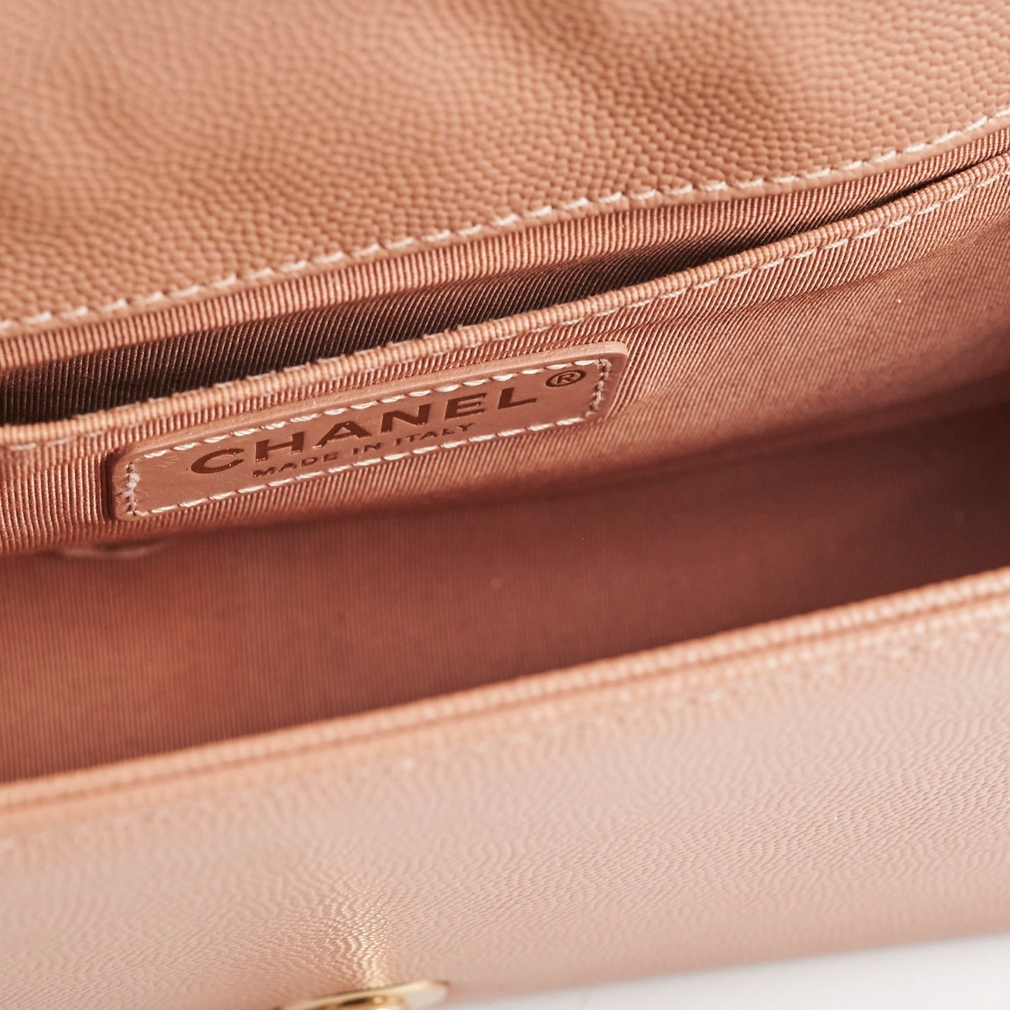 Chanel Old Medium Boy Chevron Caviar Beige- Series 25