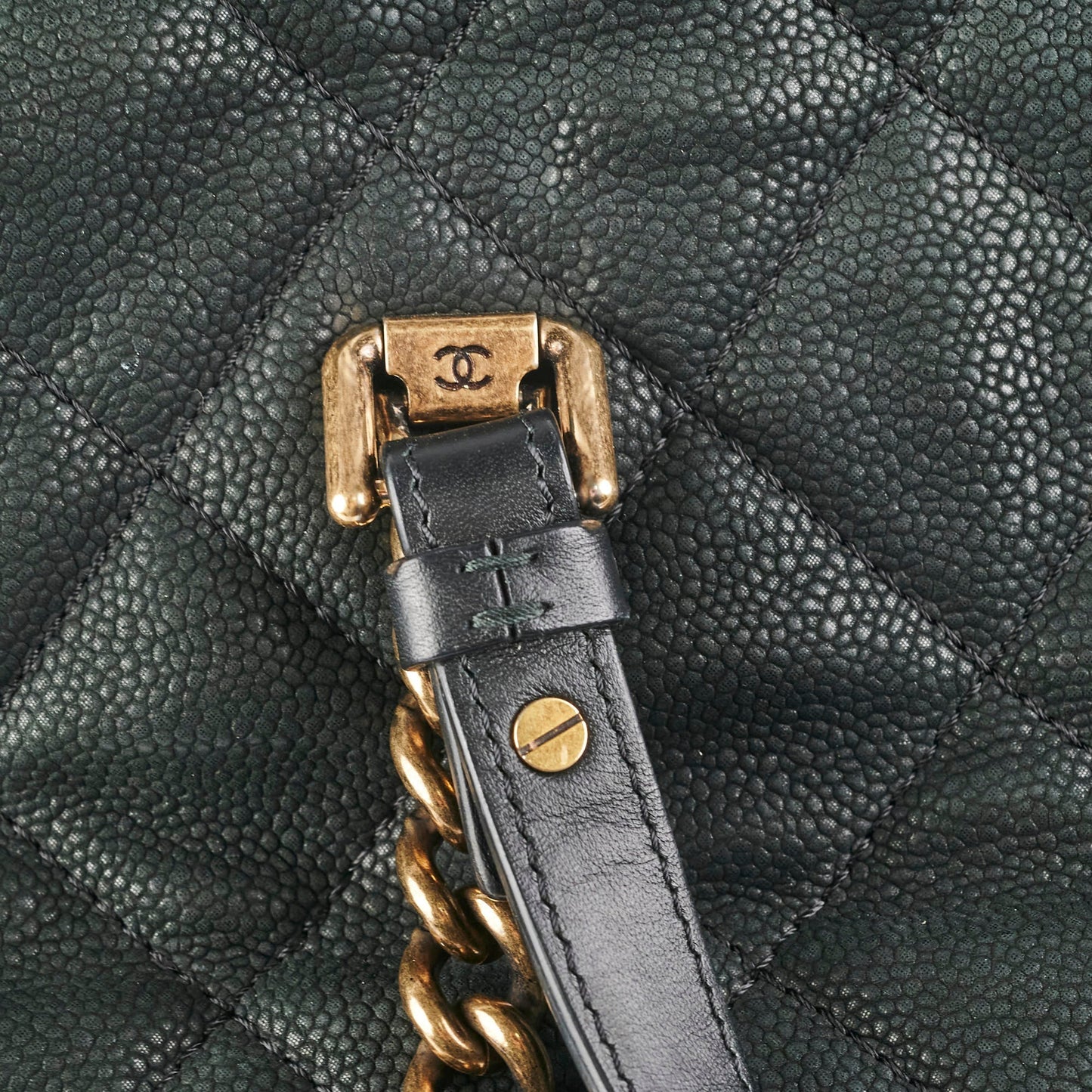Chanel Caviar Turnlock Top Handle Tote Bag Black