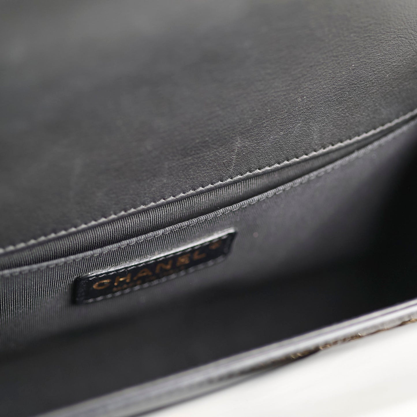 Chanel Old Medium Boy Bag Black Patent