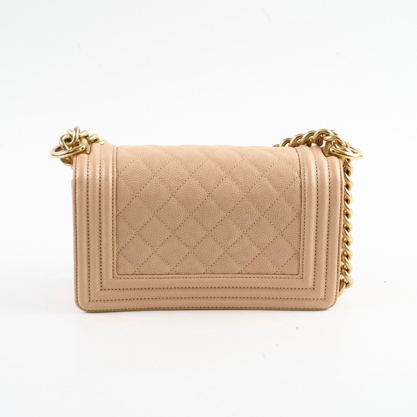 Chanel Small Boy Bag Caviar Beige