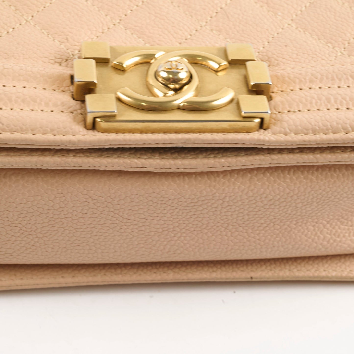 Chanel Small Boy Bag Caviar Beige