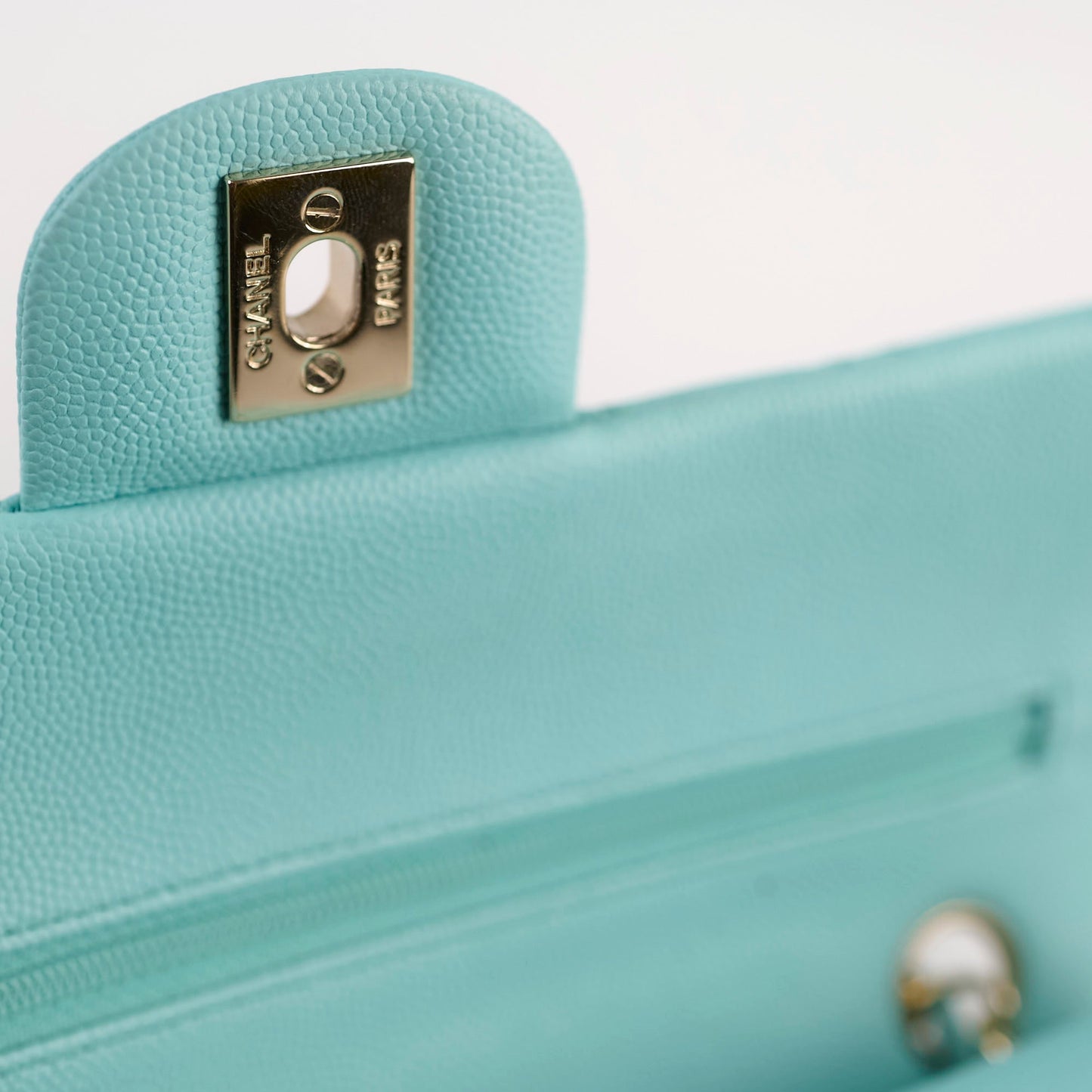 Chanel Small Classic Double Flap Bag Caviar Tiffany Blue 2019