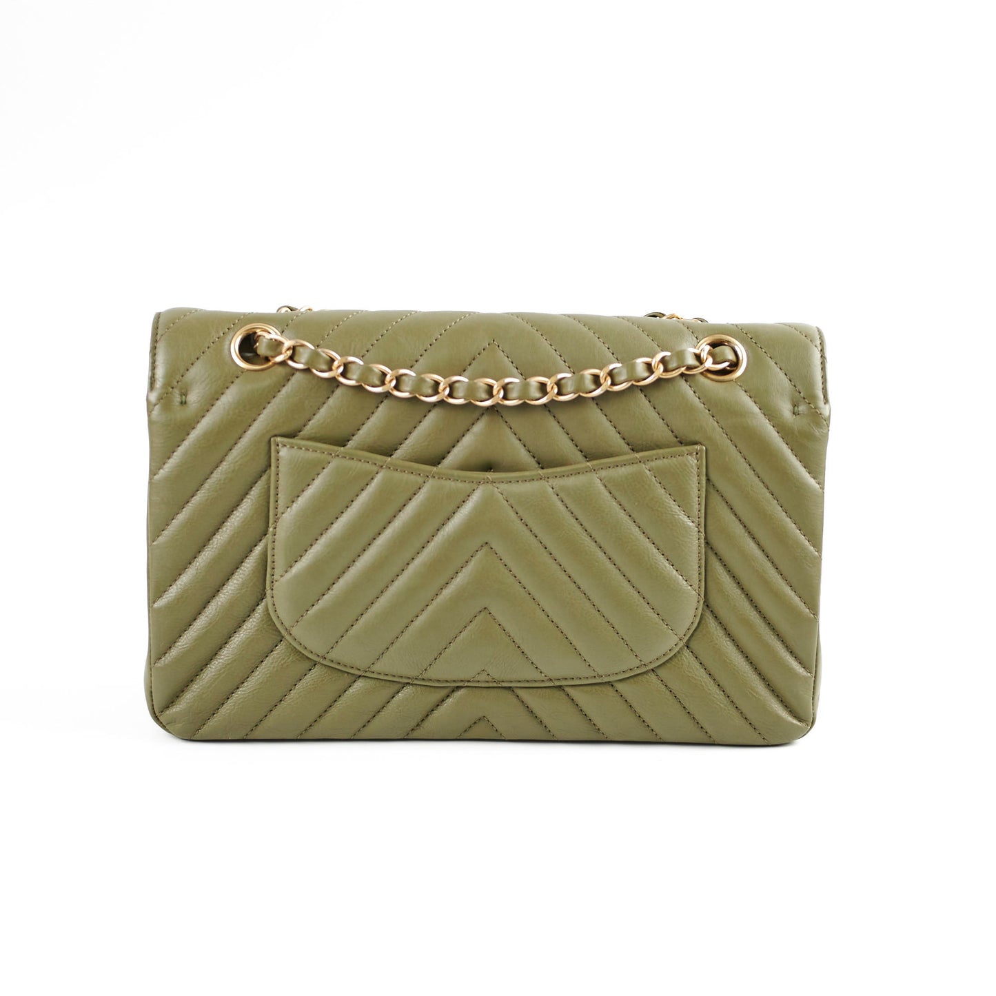 Chanel Chevron M/L Classic Flap Khaki22394 Chanel Chevron M/L Classic Flap Khaki