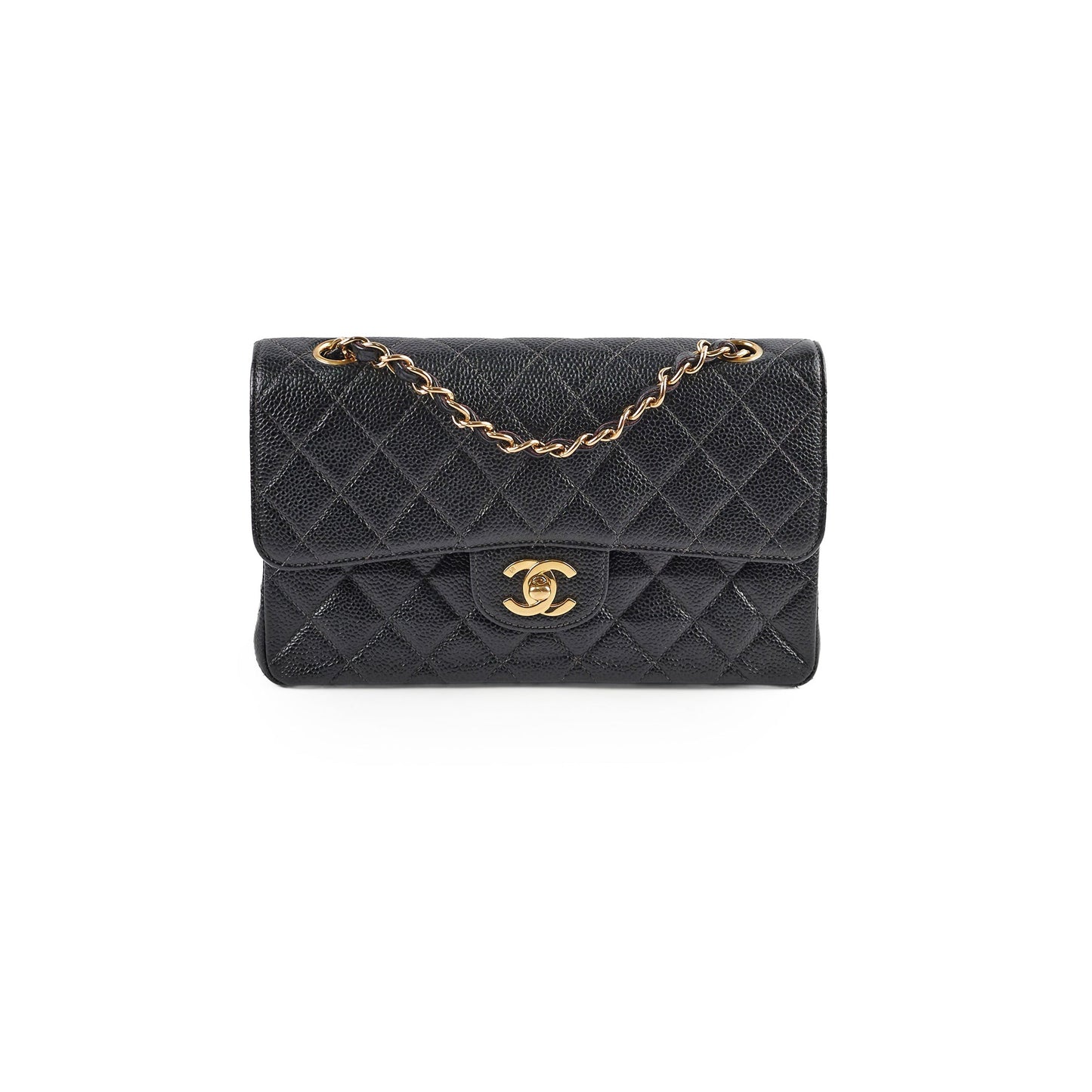Chanel  Small Caviar Classic Flap Black 24k Gold Plating 7 Series