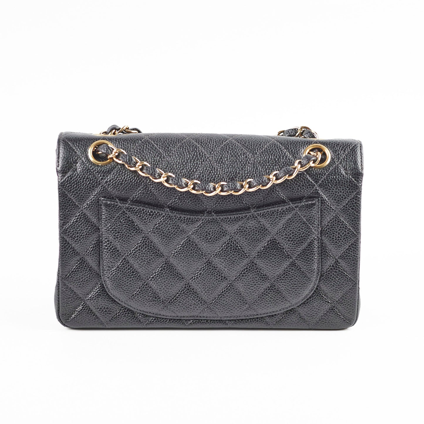 Chanel  Small Caviar Classic Flap Black 24k Gold Plating 7 Series