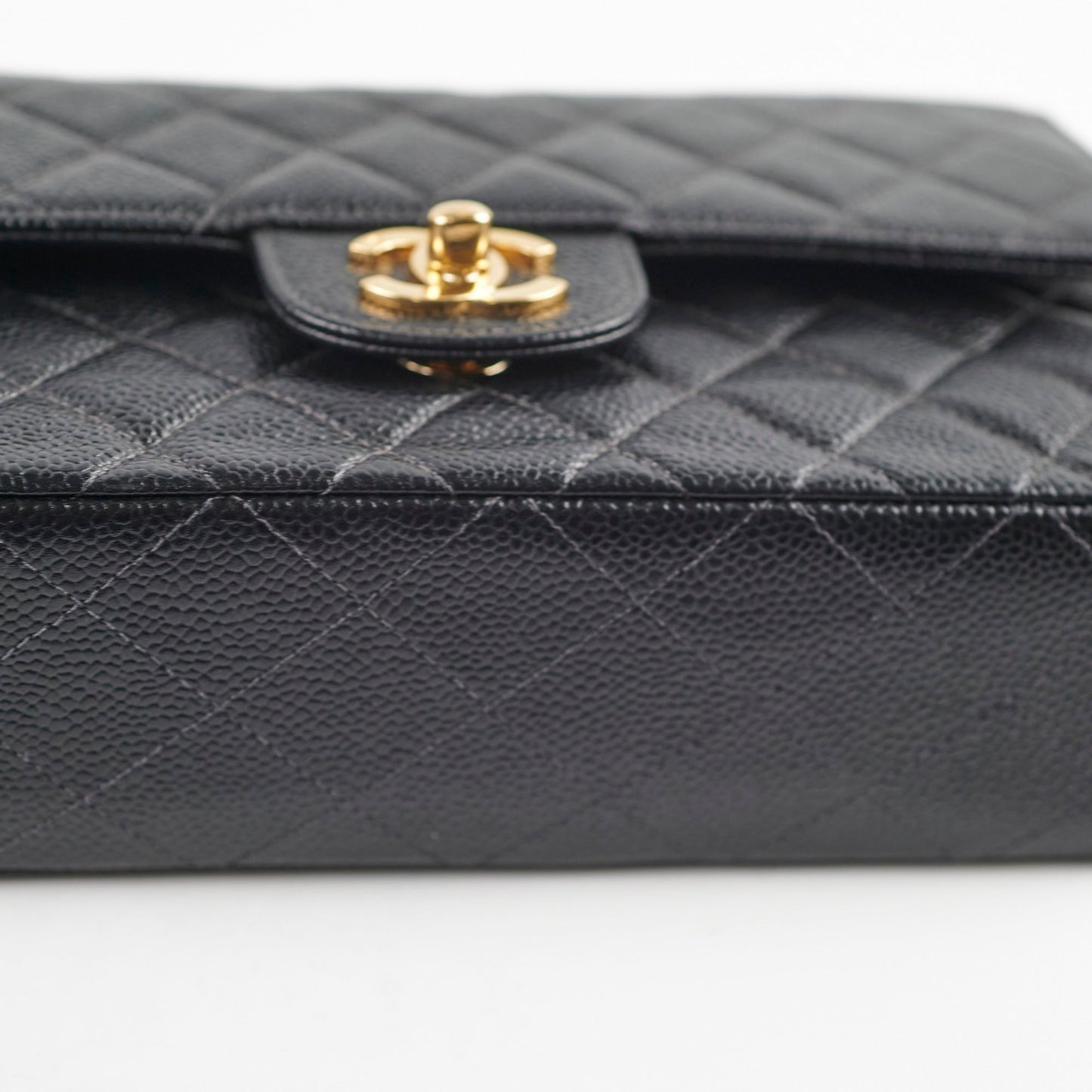 Chanel  Small Caviar Classic Flap Black 24k Gold Plating 7 Series