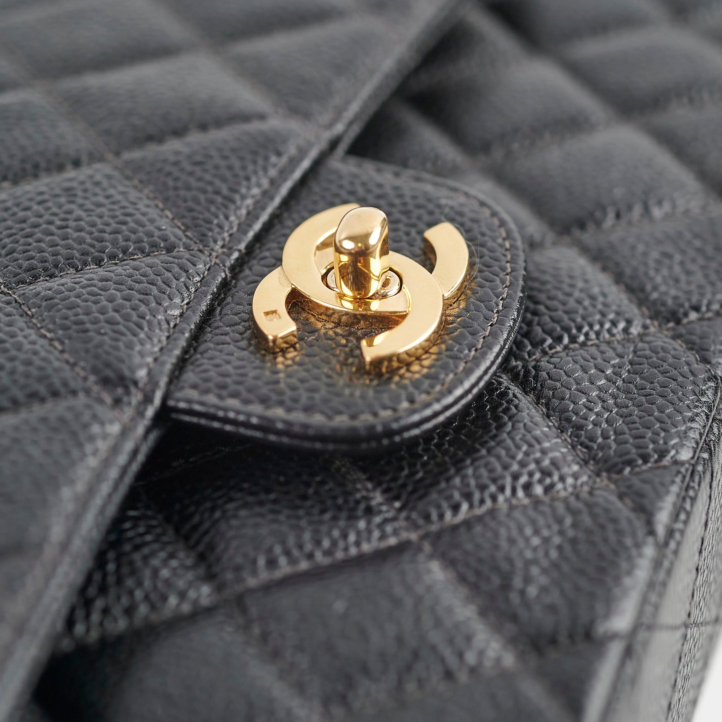 Chanel  Small Caviar Classic Flap Black 24k Gold Plating 7 Series