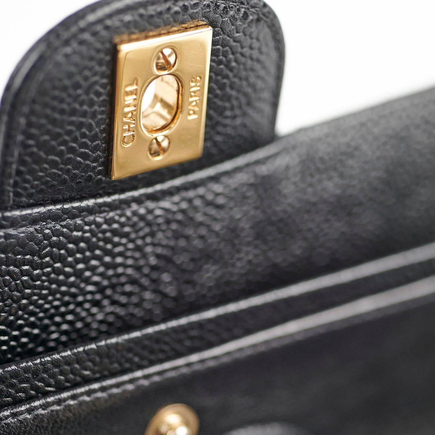 Chanel  Small Caviar Classic Flap Black 24k Gold Plating 7 Series