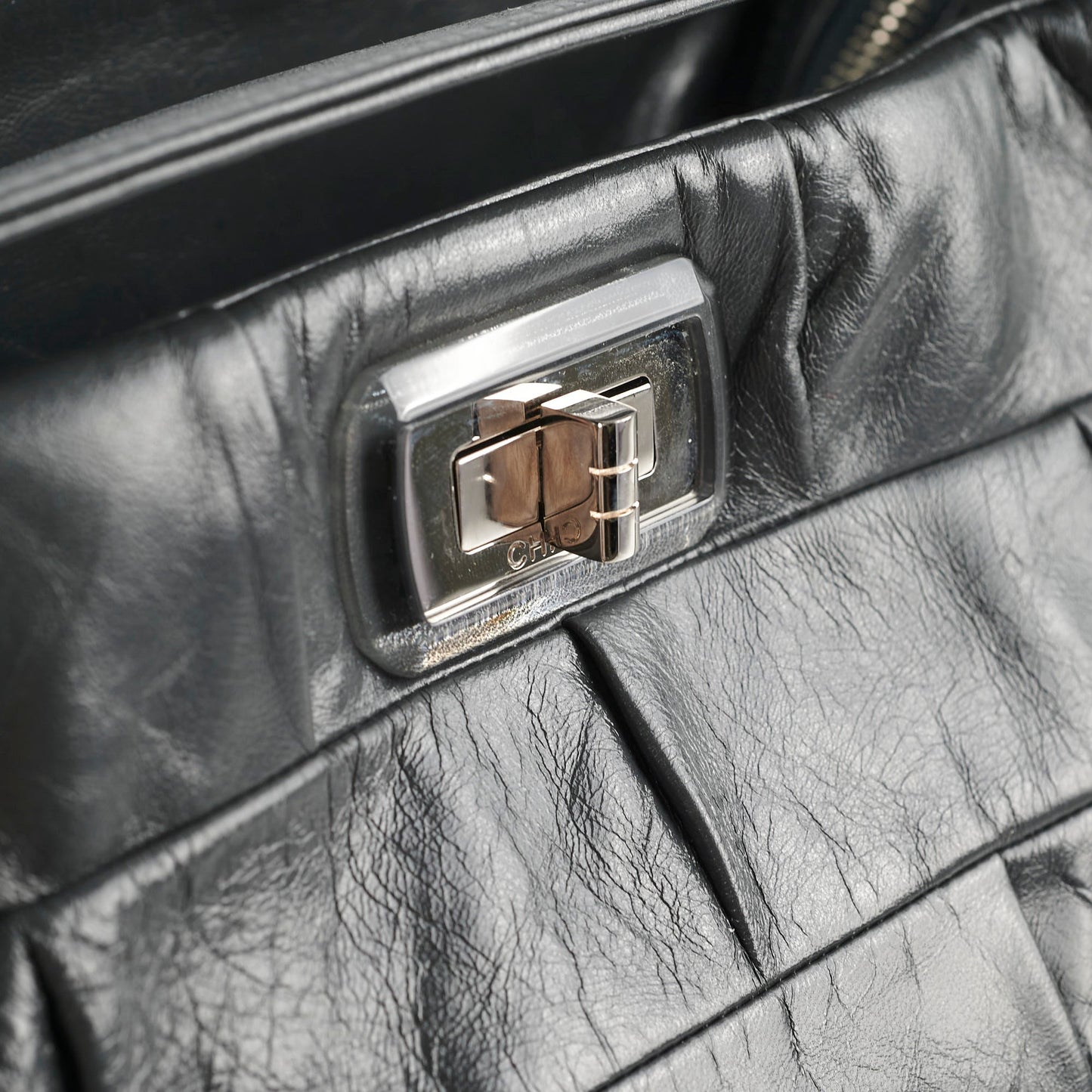 Chanel Igloo Accordian Tote Lambskin Dark Grey