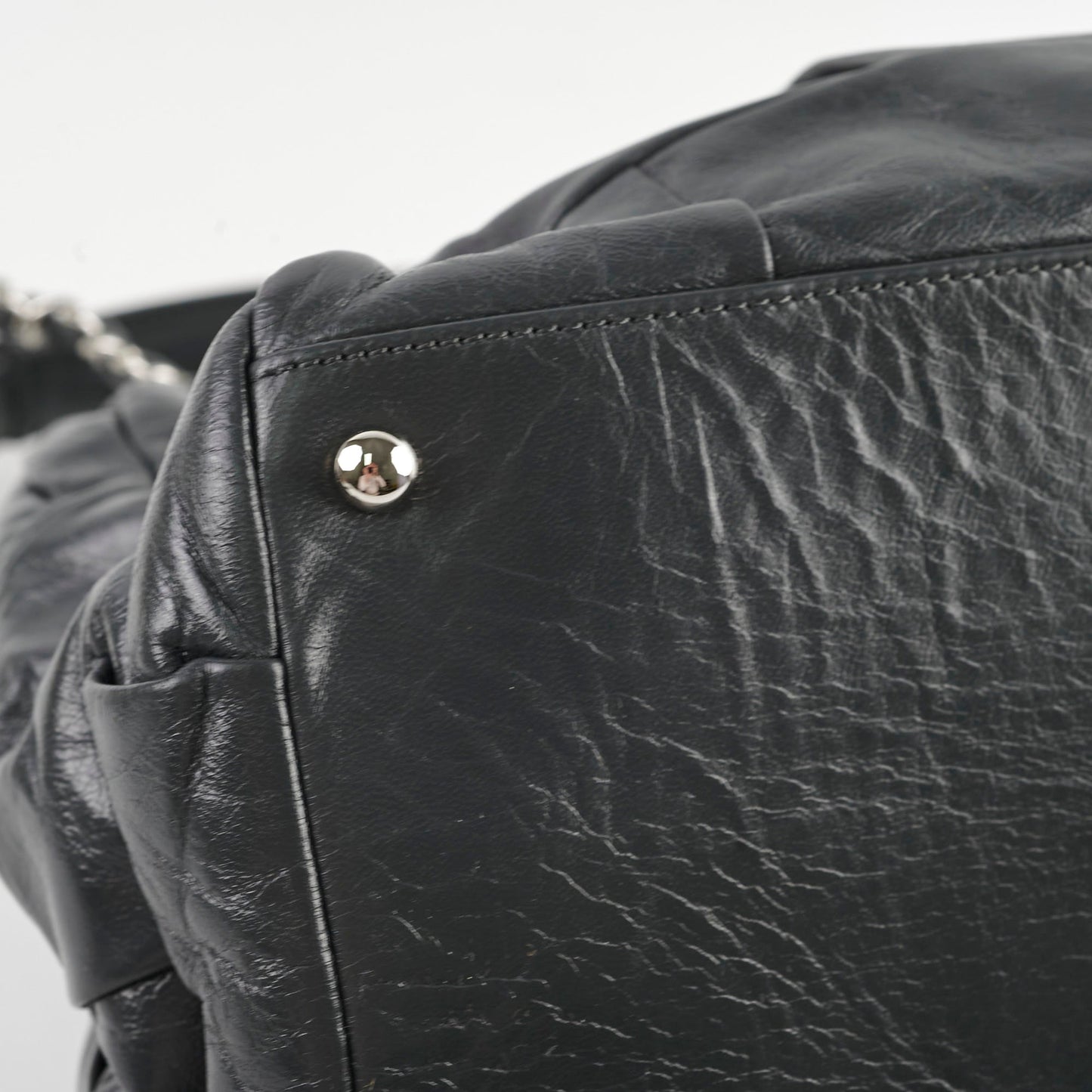 Chanel Igloo Accordian Tote Lambskin Dark Grey