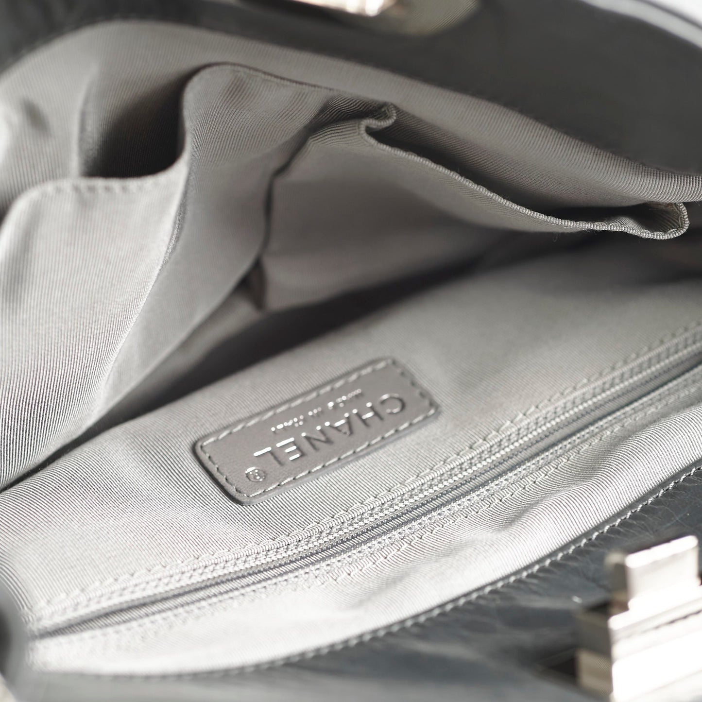 Chanel Igloo Accordian Tote Lambskin Dark Grey