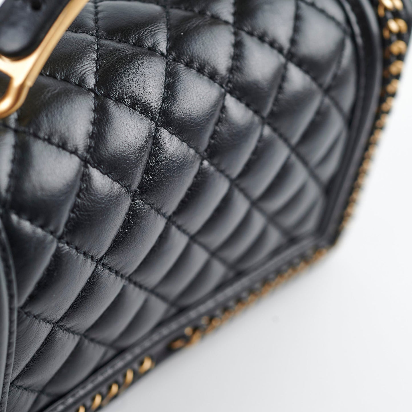 Chanel Boy Top Handle Small Black Lambskin Microchip