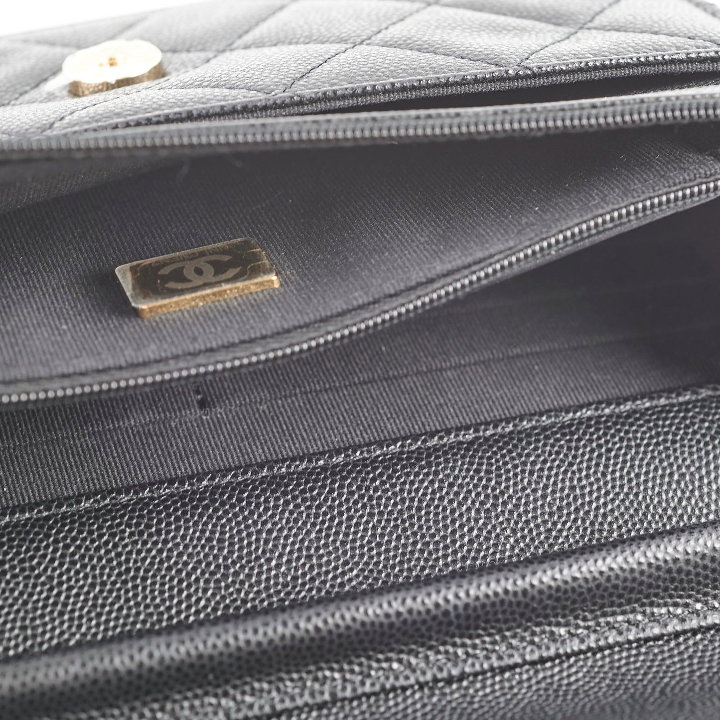 Chanel Caviar Wallet On Chain WOC Black Microchipped