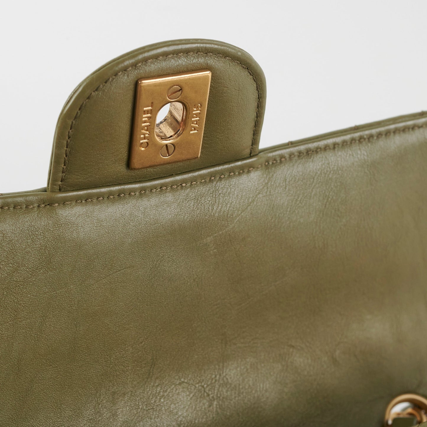 ITEM 27 - Chanel Mini Rectangular Cuba Chevron Bag Khaki