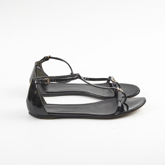 Gucci Patent Black Flats 38