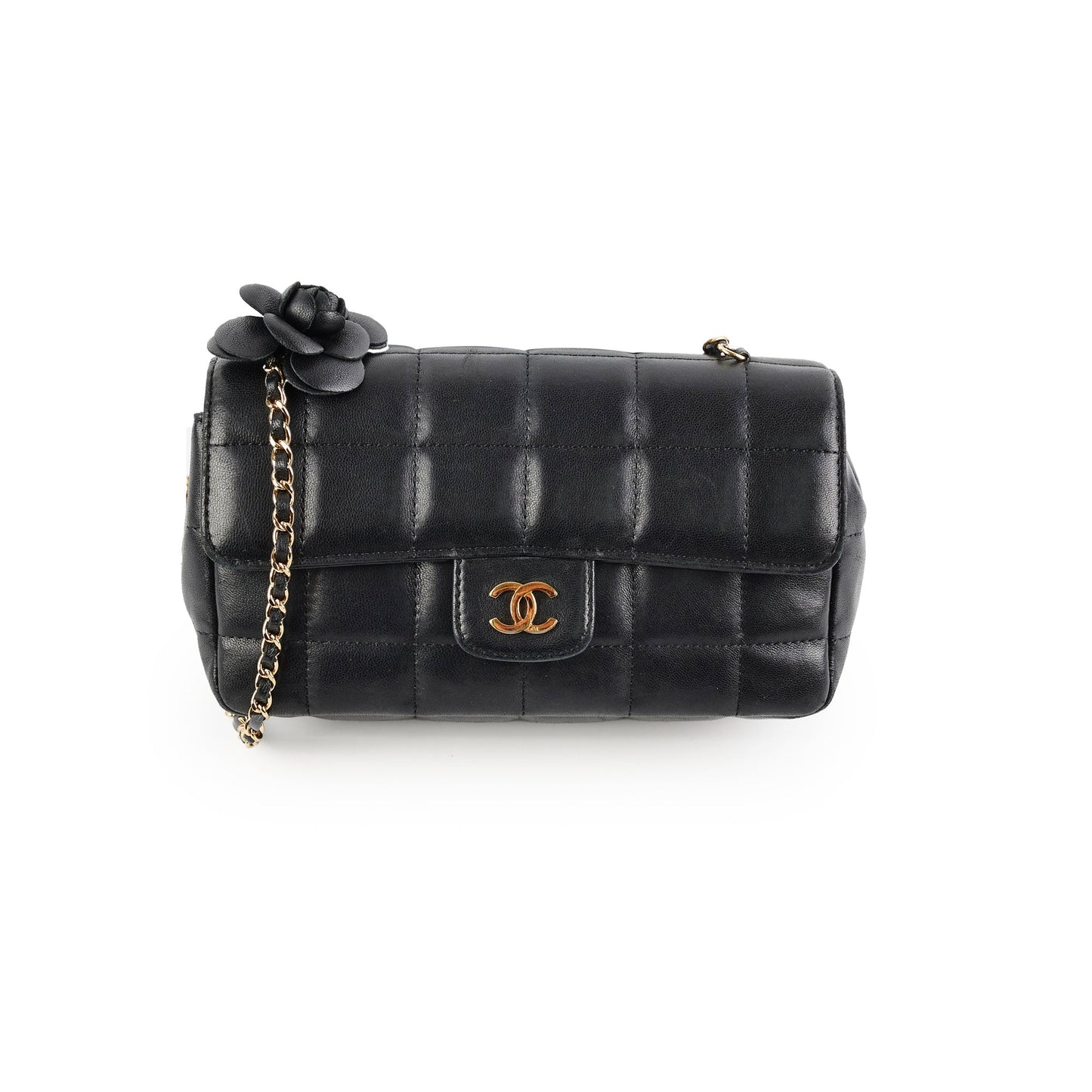 Chanel Seasonal Camelia Lambskin Mini Bag Black