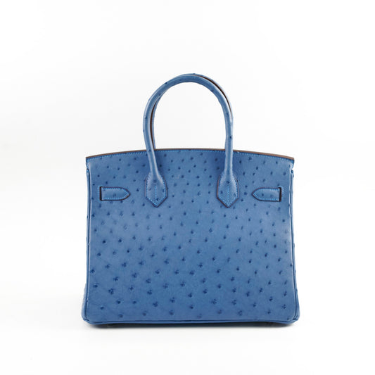 Hermes Birkin Ostrich 30 Blue R Stamp