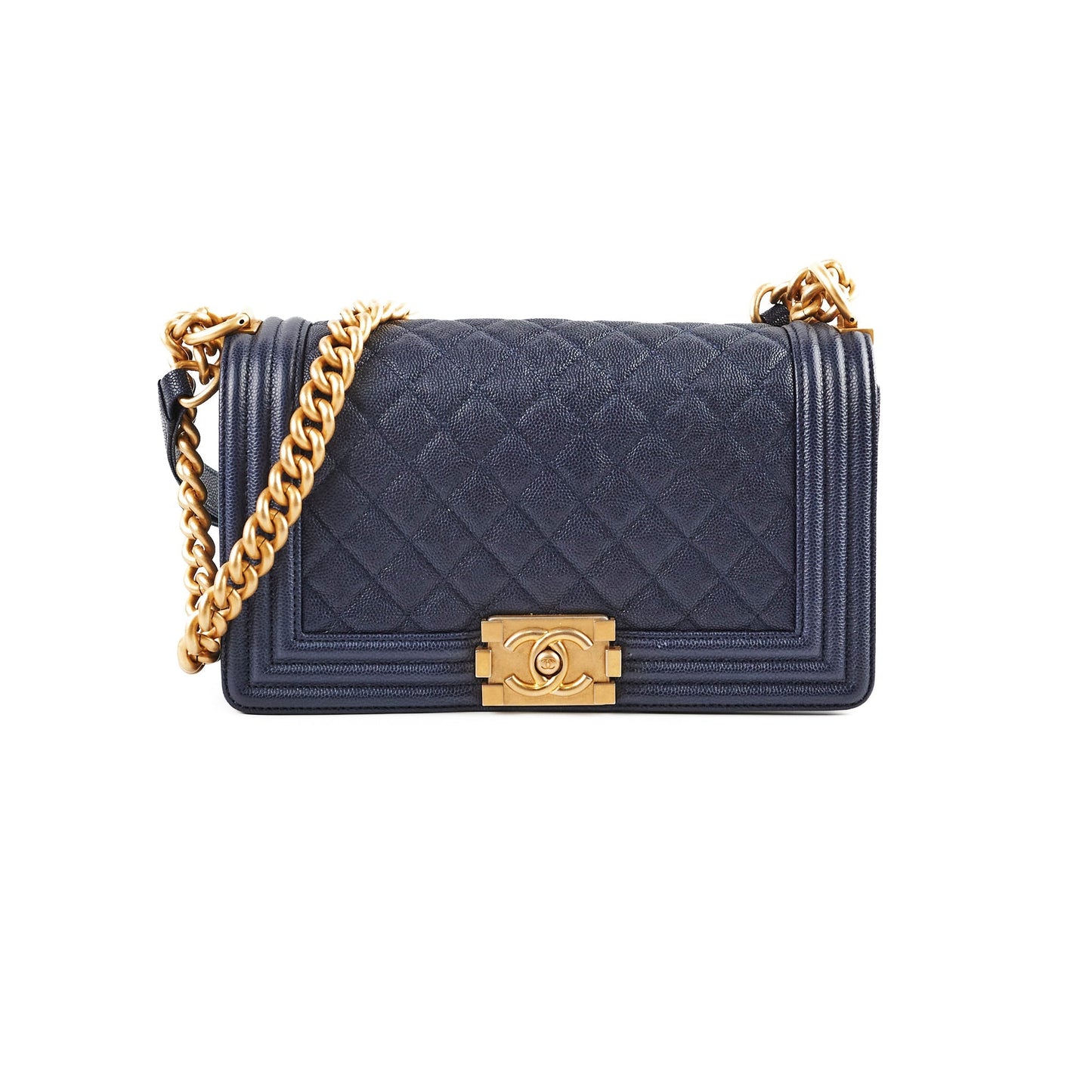 Chanel Caviar Old Medium Boy Navy 25 Series