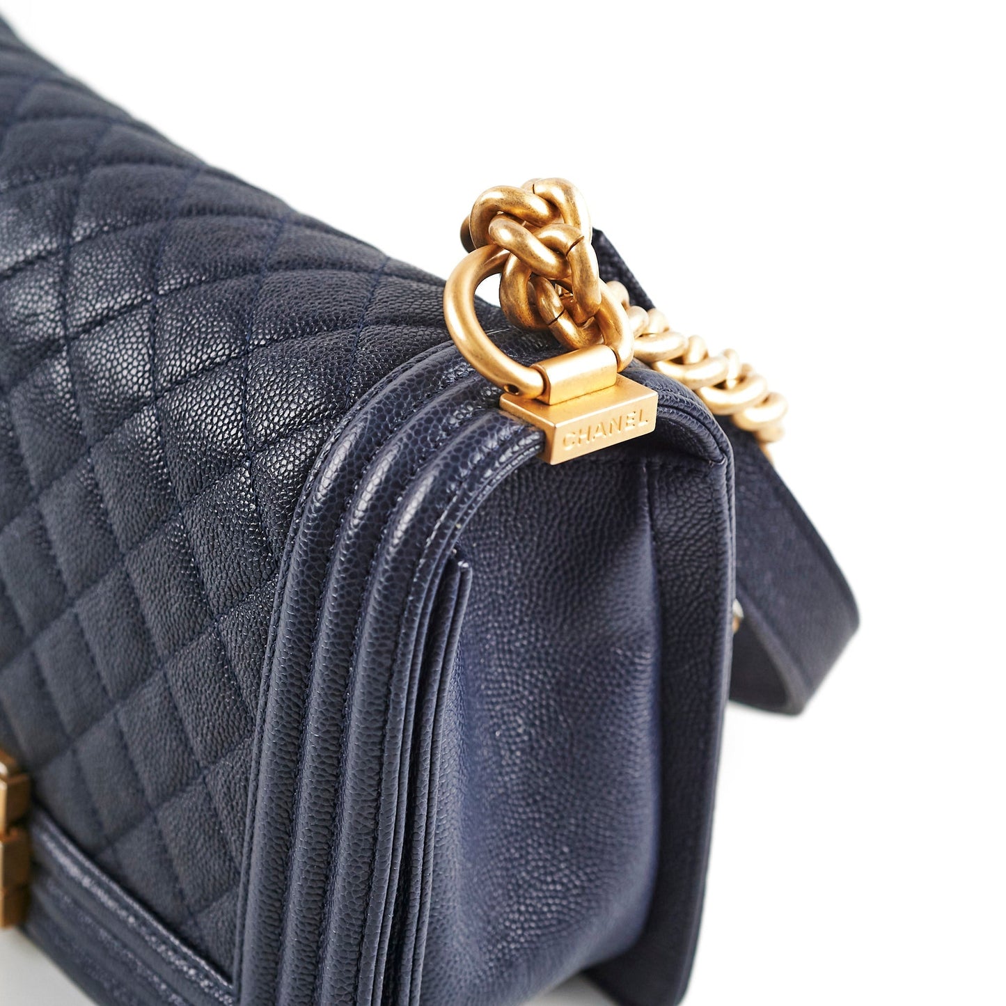 Chanel Caviar Old Medium Boy Navy 25 Series