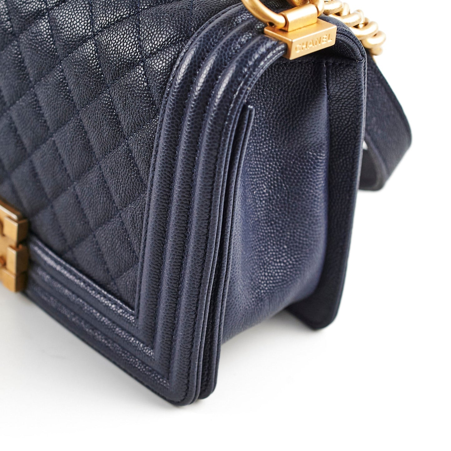 Chanel Caviar Old Medium Boy Navy 25 Series