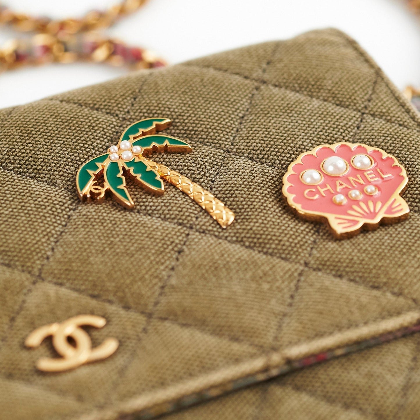 Chanel Wallet On Chain WOC Khaki Denim