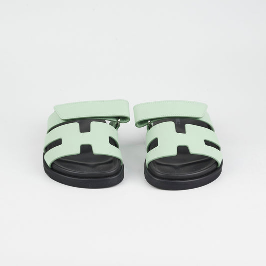 Hermes Chypre Vert Jade Sandals Size 34