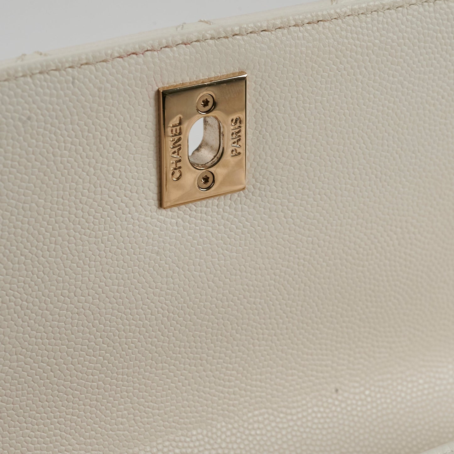 Chanel Small Coco Handle Caviar White GHW