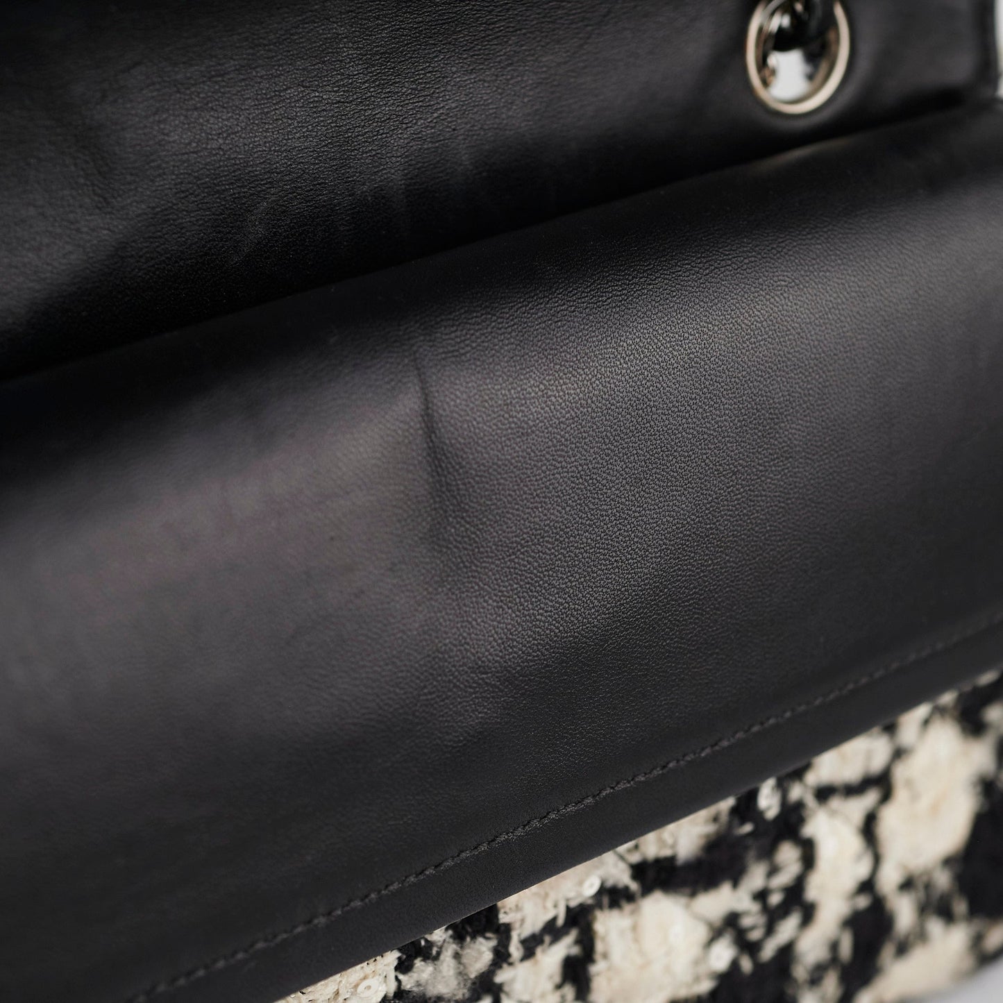 Chanel Classic Flap M/L Tweed Sequin Black