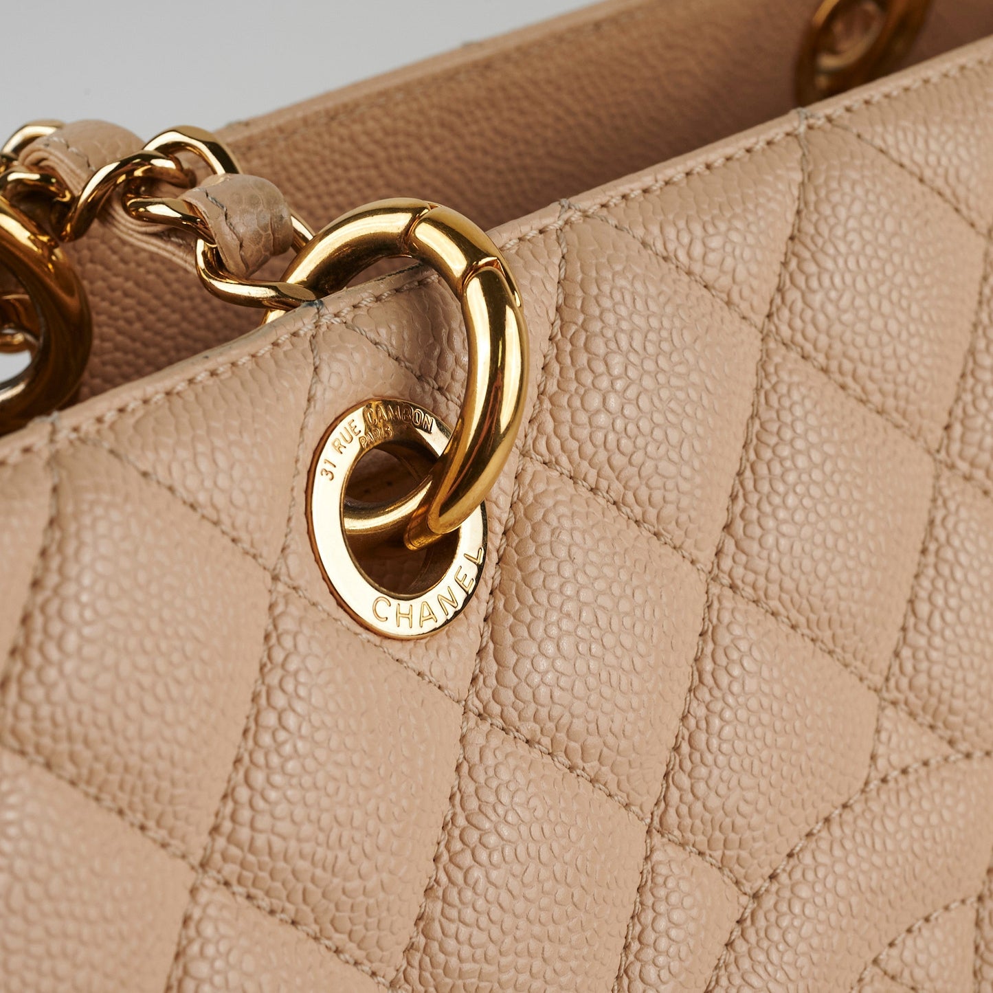 Chanel Caviar Grand Shopping Tote Beige