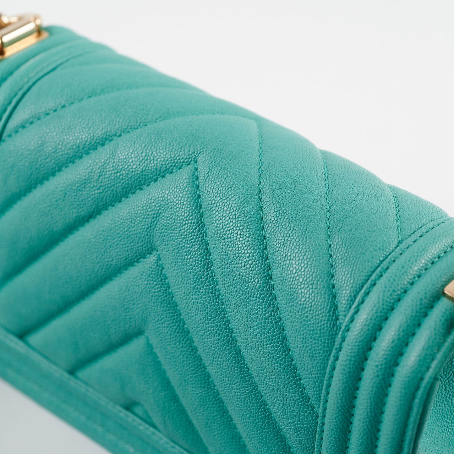 Chanel Chevron Caviar Turquoise Small Boy Bag