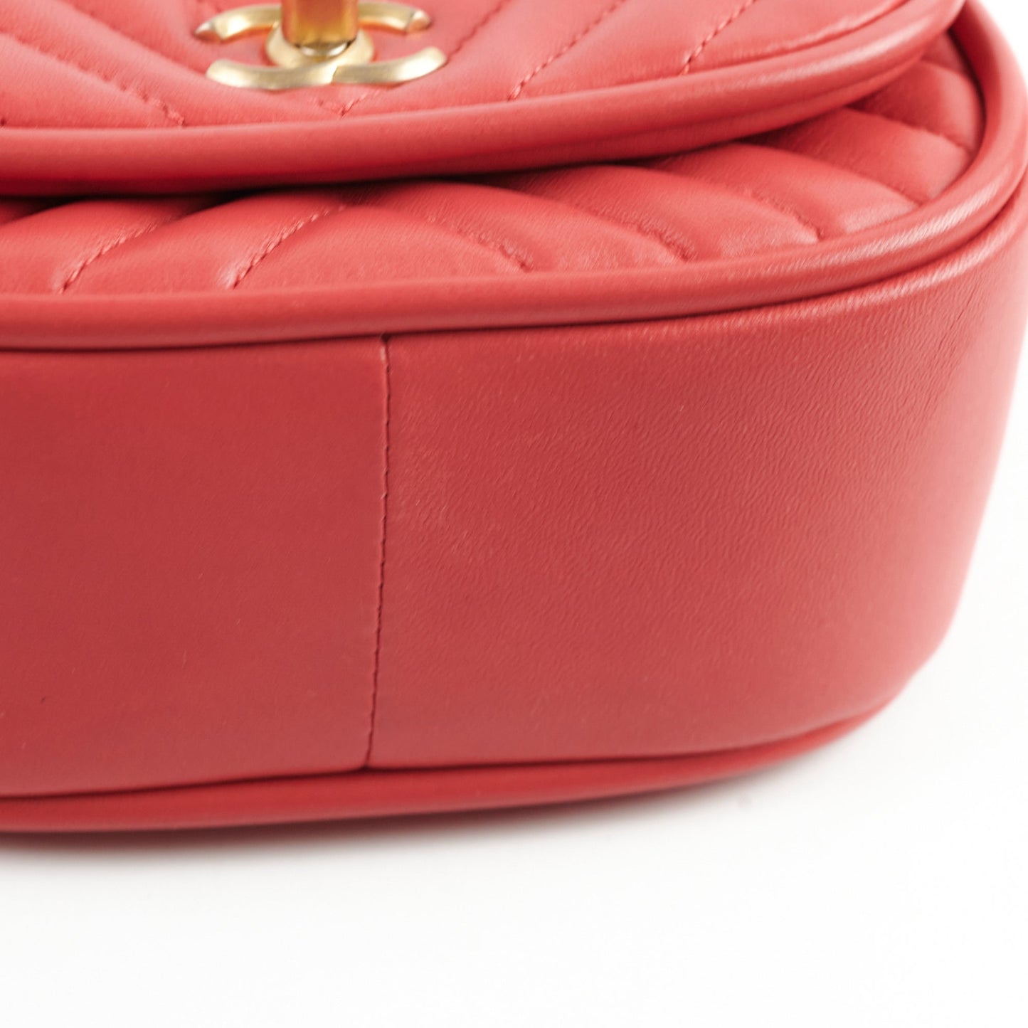 Chanel Lambskin Reverse Chevron Round Flap Bag