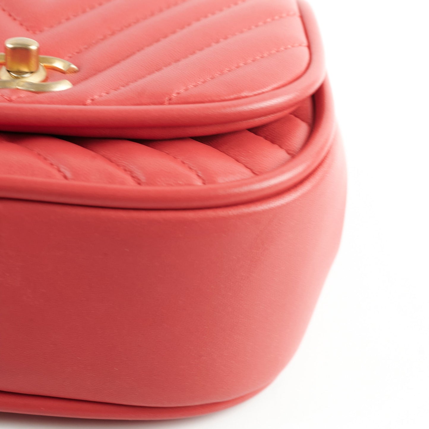 Chanel Lambskin Reverse Chevron Round Flap Bag